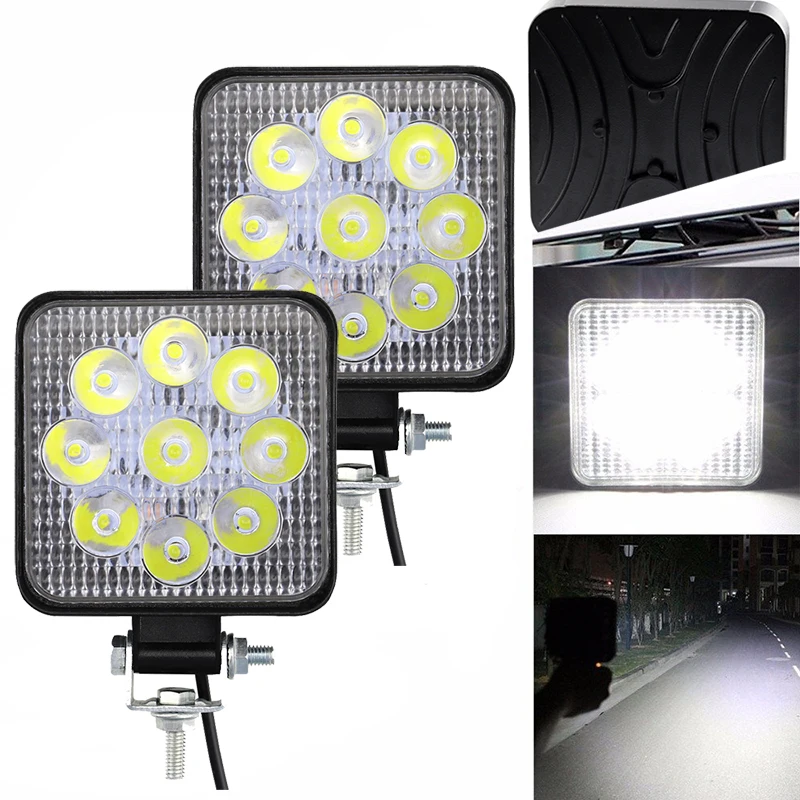 HITWH 2PCS 27W Spot LED Work Light 12V LED Light Bar 24V Offroad Car Truck Tractor Boat Trailer SUV ATV Fog Driving Lamp