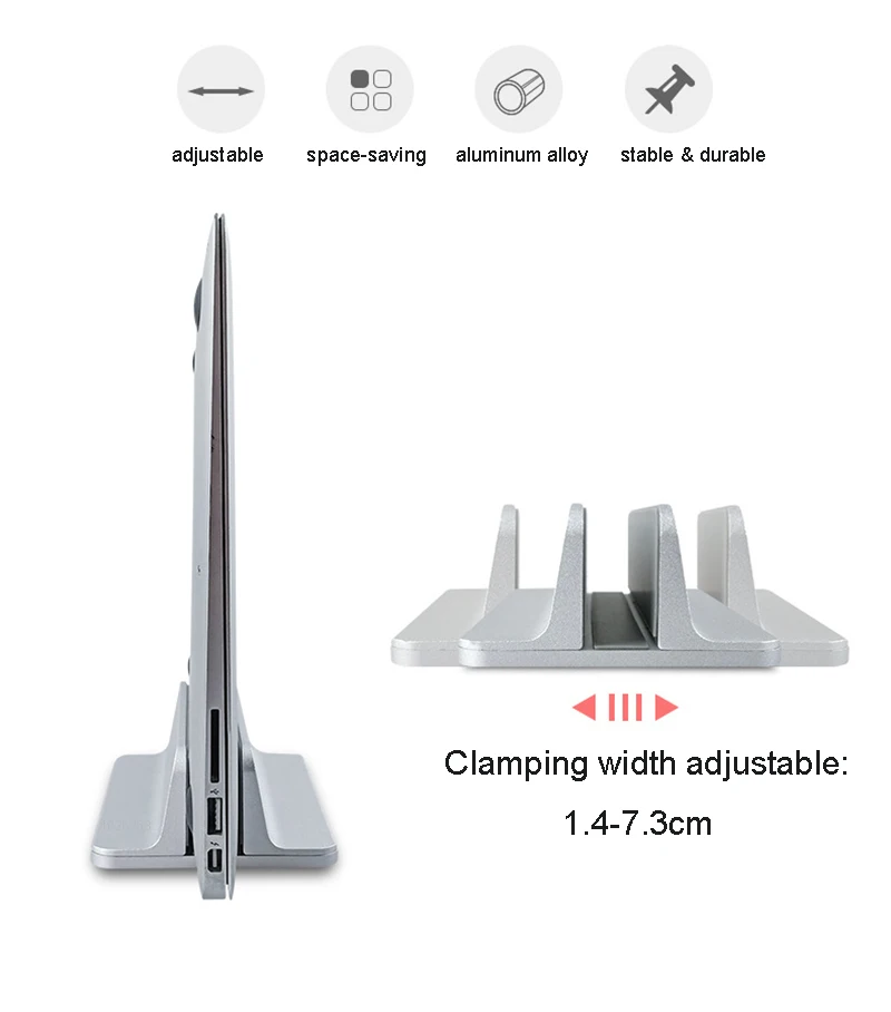 Вертикальная Регулируемая подставка для ноутбука алюминиевая Портативная подставка под ноутбук Поддержка База держатель для MacBook Pro Air аксессуар HC001