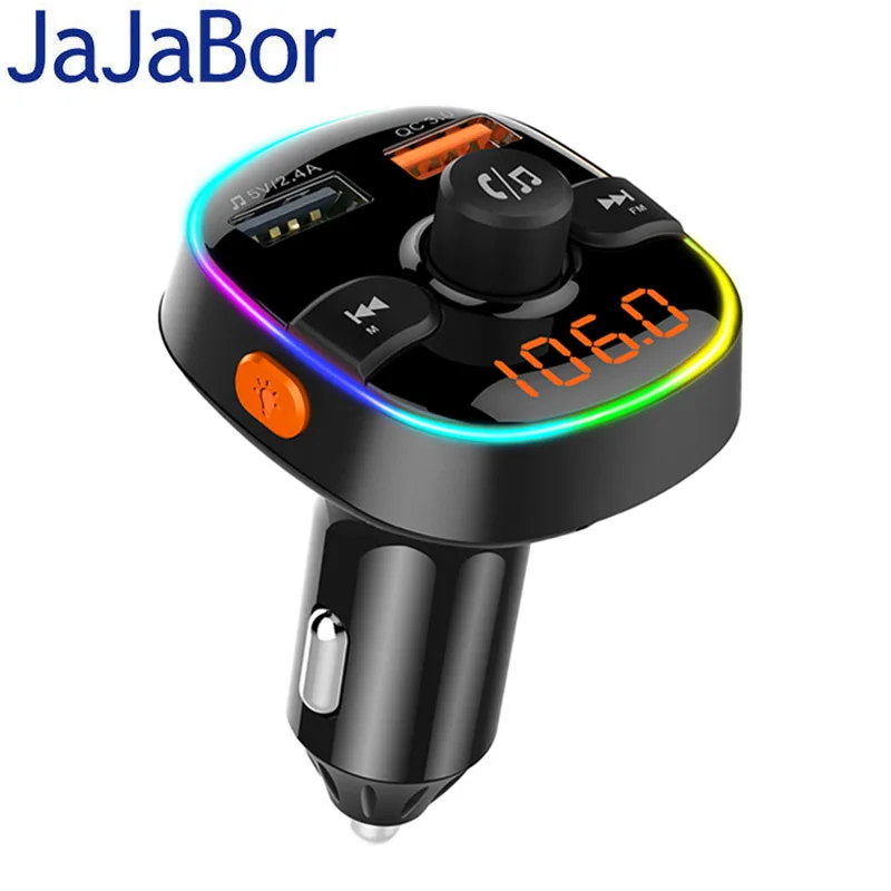 JaJaBor громкой связи Bluetooth автомобильный комплект fm-передатчик Автомобильный MP3-плеер Тип C Быстрая зарядка двойной зарядное устройство USB Обнаружение напряжения