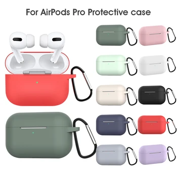 

Silicone Case For AirPods Pro Charging Box Protect Cover For AirPods Pro Hook Buckle Shockproof Case For Airpods Pro Accessories