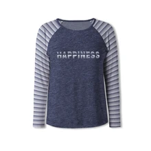 Neatie Kiddie весенне-осенняя женская домашняя Ночная одежда с длинными рукавами ночная одежда для сна Топ футболка в полоску с буквенным принтом женская рубашка