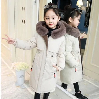 

Hooded Fur Collar Girls Winter Coats Children Warm Outerwear Teenage Girls Clothes Kids Parka Coats For Girls 4-14 Years