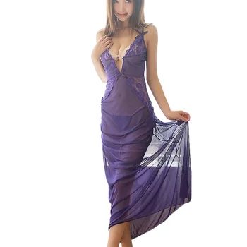 

Lace Ladies See Through Sleepwear Night Gown Deep V Sexy Hot Erotic Nighty Homewear Long Womens Nightgowns Lingerie Dress Night