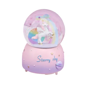 

Creative Dream Unicorn Snow Globe Crystal Ball Rotating Music Box Christmas Decoration For Home Home Decoration Accssories