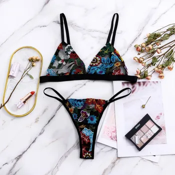 

Sexy Lingerie Lace Embroidery G-string Thong Temptation Underwear Sleepwear Bra & Brief Sets Panties Bra Tops Push Up Lingerie