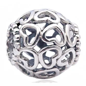 

Original Vintage Openwork Open You Heart Heart Beads Fit 925 Sterling Silver Bead Charm Bracelet Bangle Jewelry