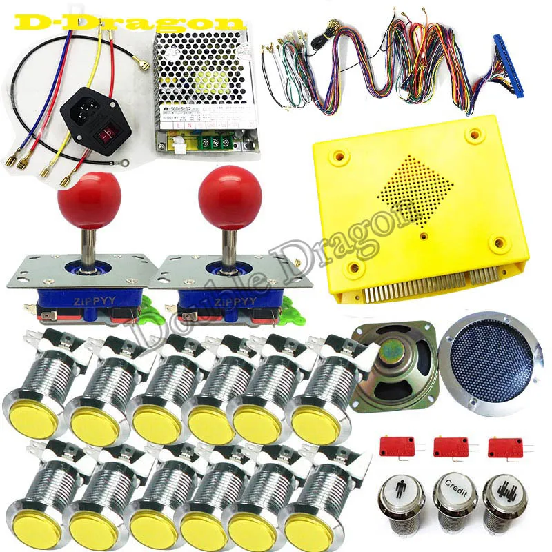US $119.99 diy arcade cabinet kit pandora Xgame board arcade PCBjoystick LED push buttonWire harnesspower supply