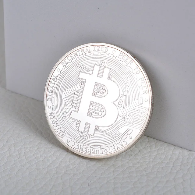 BITCoin Art Collection Gold Plated Physical Bitcoins Bitcoin BTC with Case Gift Physical Metal Antique Imitation Silver Coins styke 2
