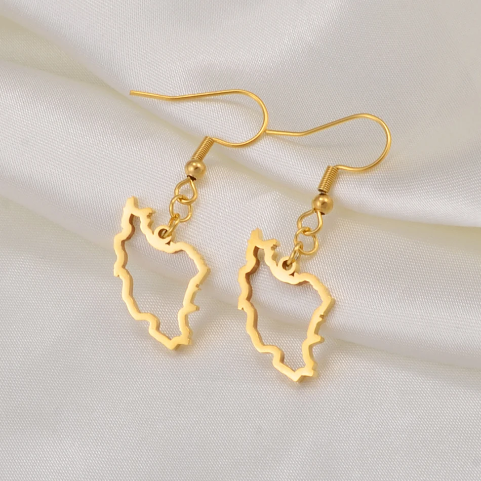 Anniyo Iran Map Earrings for Women Girls Jewelry Stainless Steel Iranian Outline Earring #246321 5