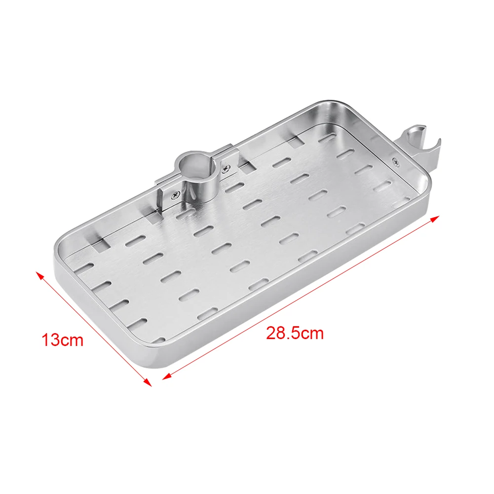 Полка для ванной комнаты, сливное пространство, Алюминиевая душевая штанга, гостиничный поднос с 4 крючками, домашняя стойка для хранения, прямоугольная, универсальная, без сверления