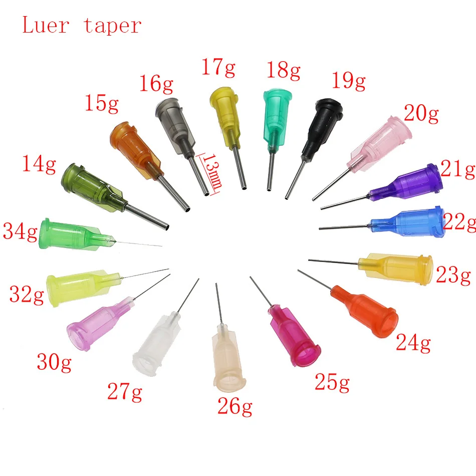 50 Pcs Luer Lock Needle Syringes Spiral Stainless Steel Tube Liquid Dispenser 14 15 16 17 18 19 20 21 22 23 24 25 26 30 32 34G |
