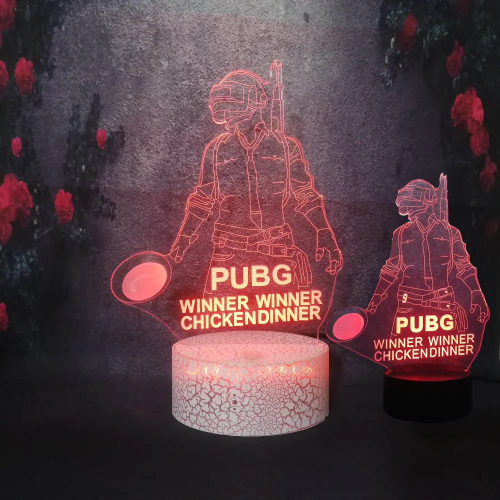 Игры битвы Royale TPS LED 3D ночник PUBG Winner курица ужин Playerunknown's battlegrounds домашний Декор