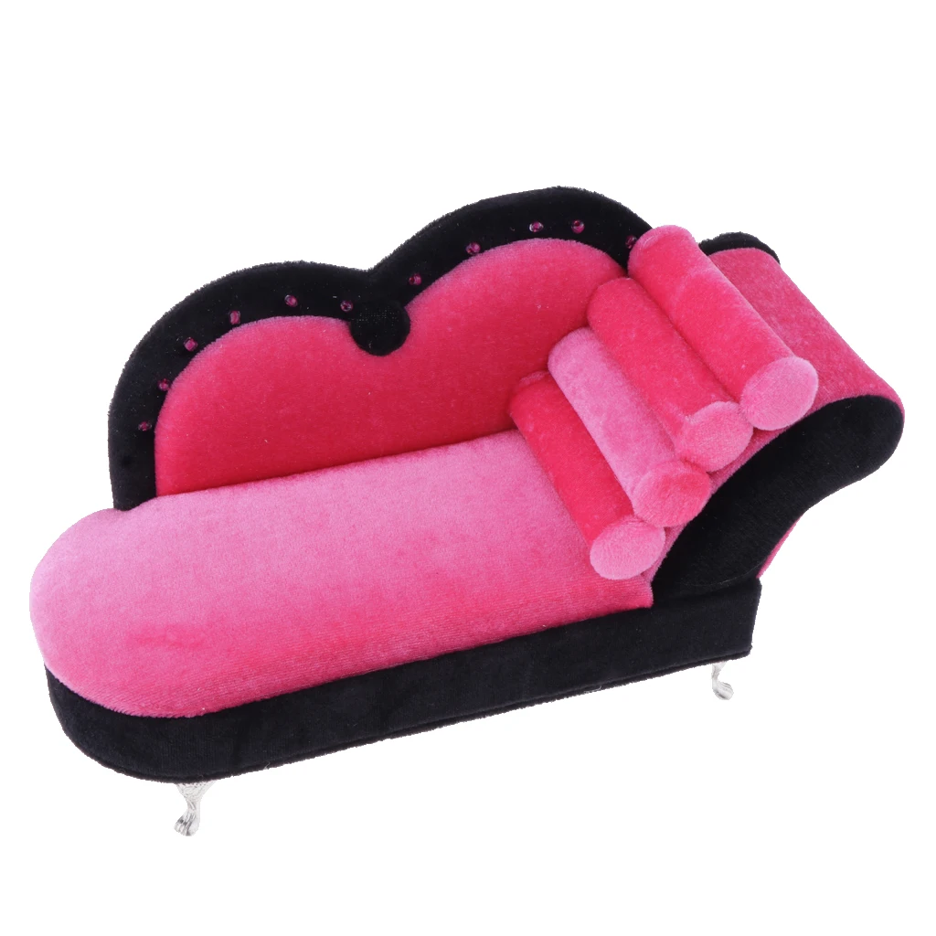 1/6 European Style Pink Chaise Lounge Recliner Dolls House Furniture for 12''   Action Figure