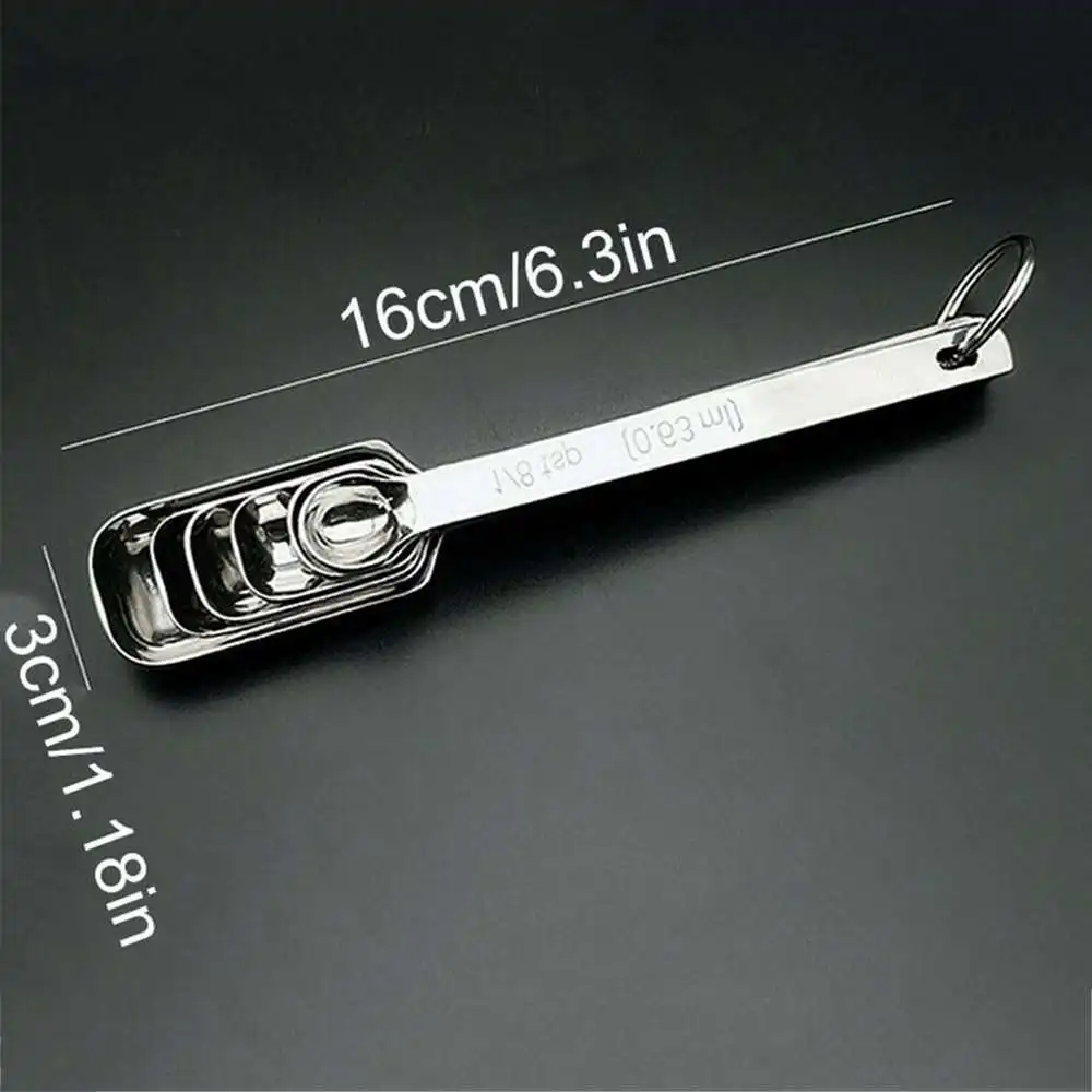 6pcs Measuring Spoons Stainless Steel Seasoning Coffee Tea Measuring Spoons With Scale Bakery Tool Kitchen Supplies