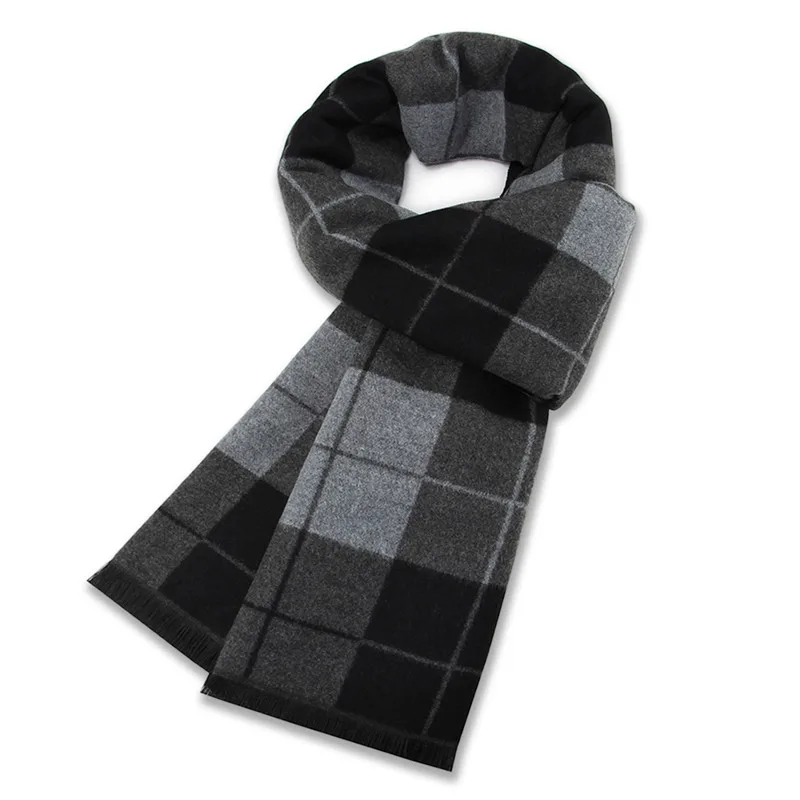 New Winter Fashion Striped Plaid Scarf High Quality Cashmere Casual Business Man Scarf Husband Father Gift Match Dark gray mens navy scarf Scarves