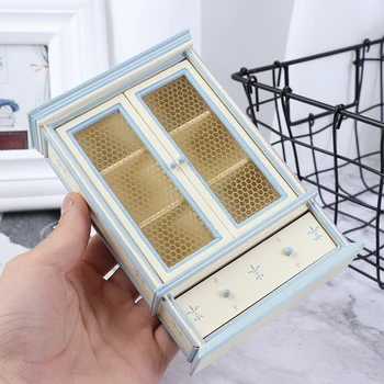 

1:12 Dollhouse Miniature Kitchen Furniture White Cupboards Display cabinet Children Gift