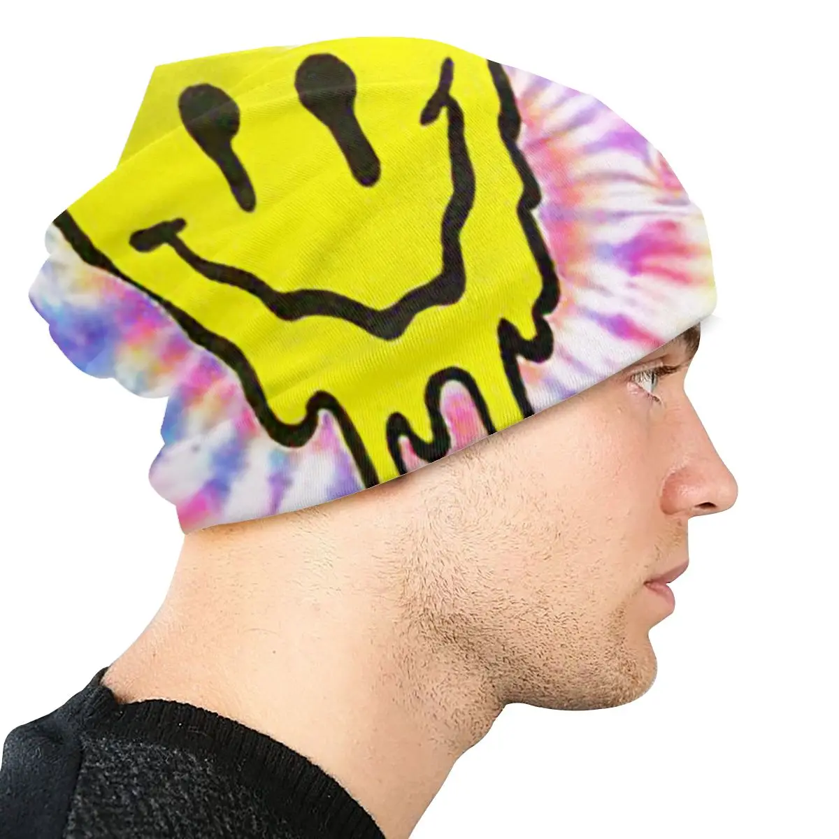Tie Dye Acid Trippy Smiley Face унисекс взрослая Повседневная шапка, зимняя теплая вязаная Лыжная шапка с рукавом Skully Beanies