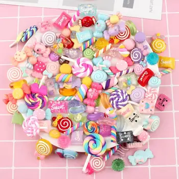 

30pcs Cute DIY Scrapbooking Making Supplies Charms Resin Filler Slime Beads Crafts Colorful Candy Flatbacks Accessories Ornament