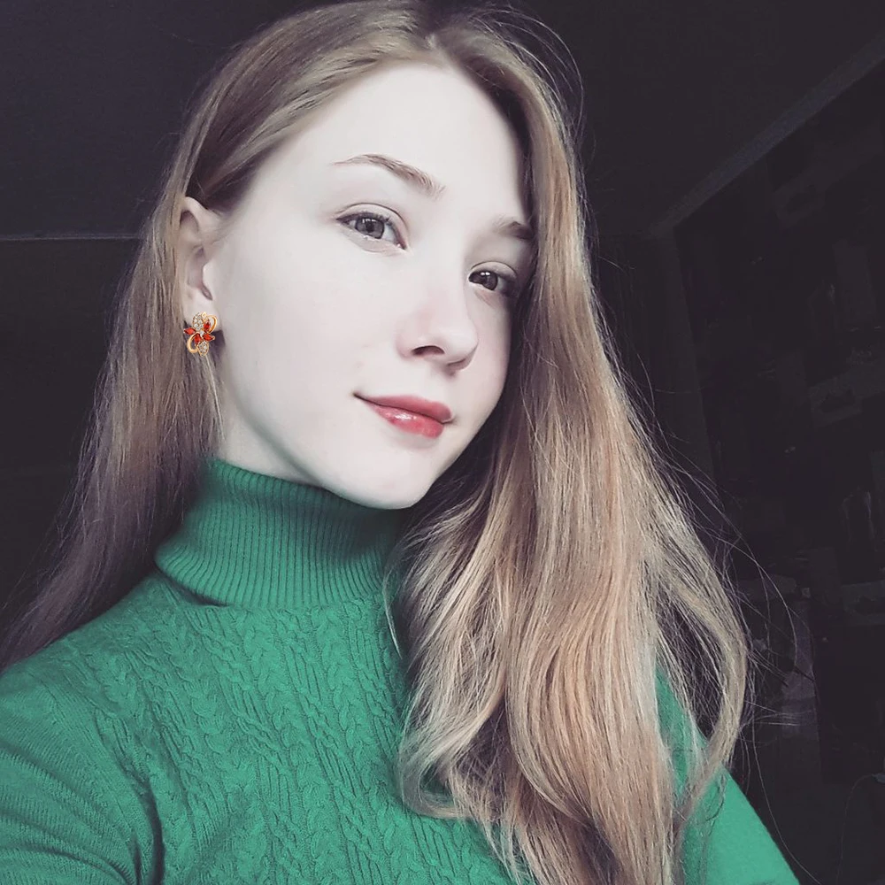 Hanreshe Fashion Classic Natural Zircon Crystal Earring Jewelry Lady Woman High Quality Red Blue Flower Earring Wedding Gift