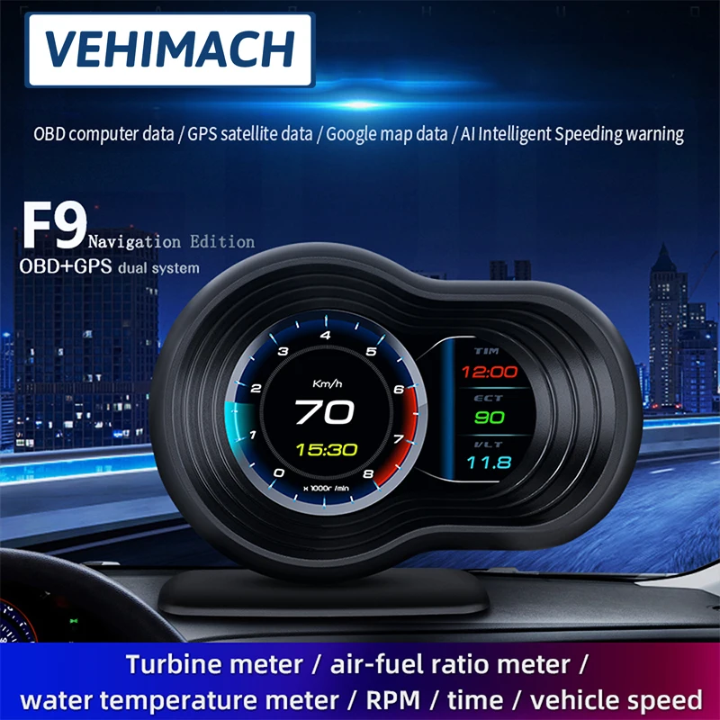 Автомобильный GPS-навигатор HUD OBD2 измеритель температуры и скорости воды
