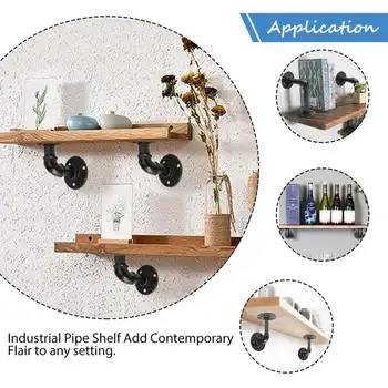 

2Pcs DIY Iron Industrial Pipe Wall Shelf L Bracket Vintage Retro Shelf Bracket Storage Holder Rack Home Decor Black Gold Silver