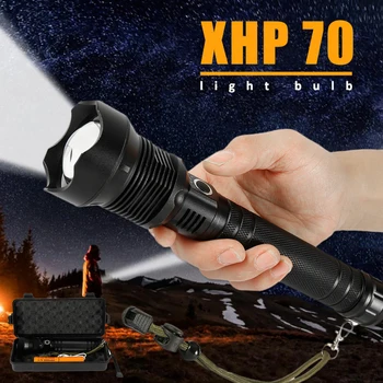 

Led Flashlight Ultra Bright Torch T6 Camping Light 3 Modes Waterproof Zoomable Bicycle Light Tactical Torch XHP70 26650 Battery