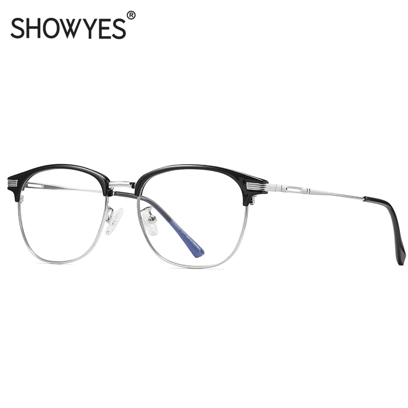 cheap SHOWYES Computer Glasses Anti Blue Men Metal Big Size Gaming Plain Eyeglasses Women Radiation Blocking Eyewear Propect Eye 041