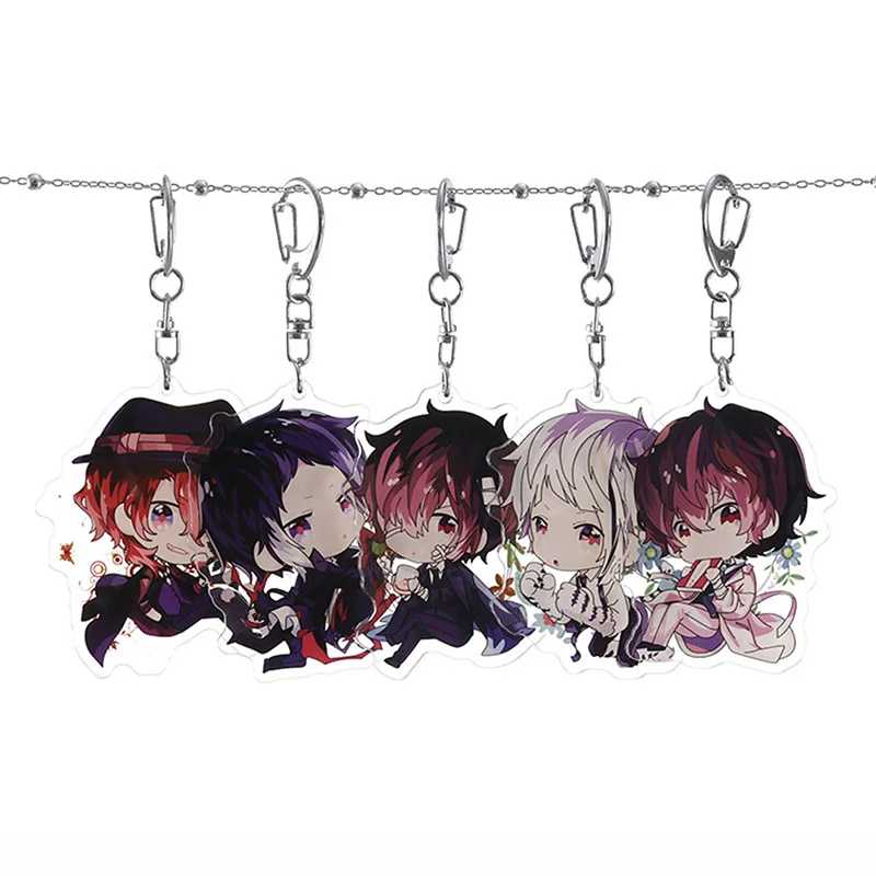 Anime Bungou Stray Dogs Keychain Rubber Strap Tsumamarekko Dazai Atsushi Ranpo Akutagawa Chuya