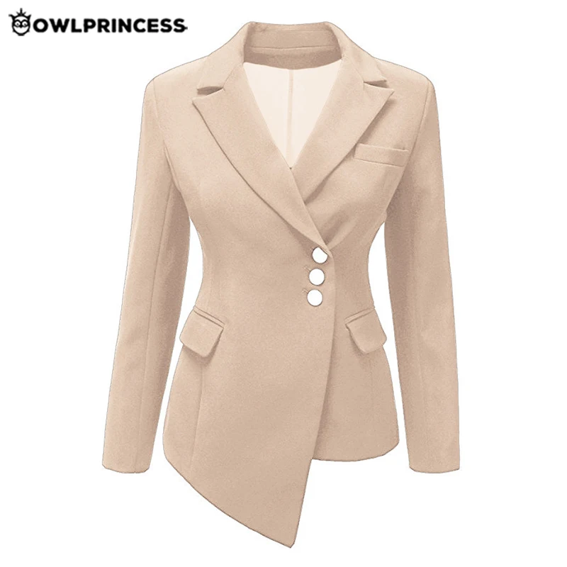 

OWLPRINCESS Plus Size Women Business Blazer Black Blazer Mujer Irregular Ladies Suit Blazer Slim Short Suit Coat blazer feminino