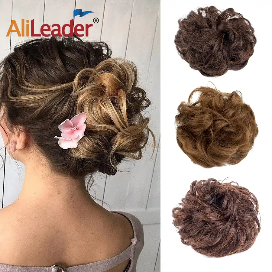 Alileader Messy Hair Bun Extensions Curly Hair Donut