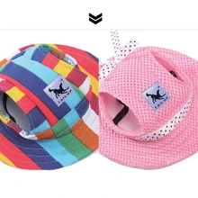

Puppy Pet Grooming Dress Up Hat Outdoor Porous Sun Cap Bonnet Visor Pets Dog Hat Round Brim Dogs Cap With Ear Holes