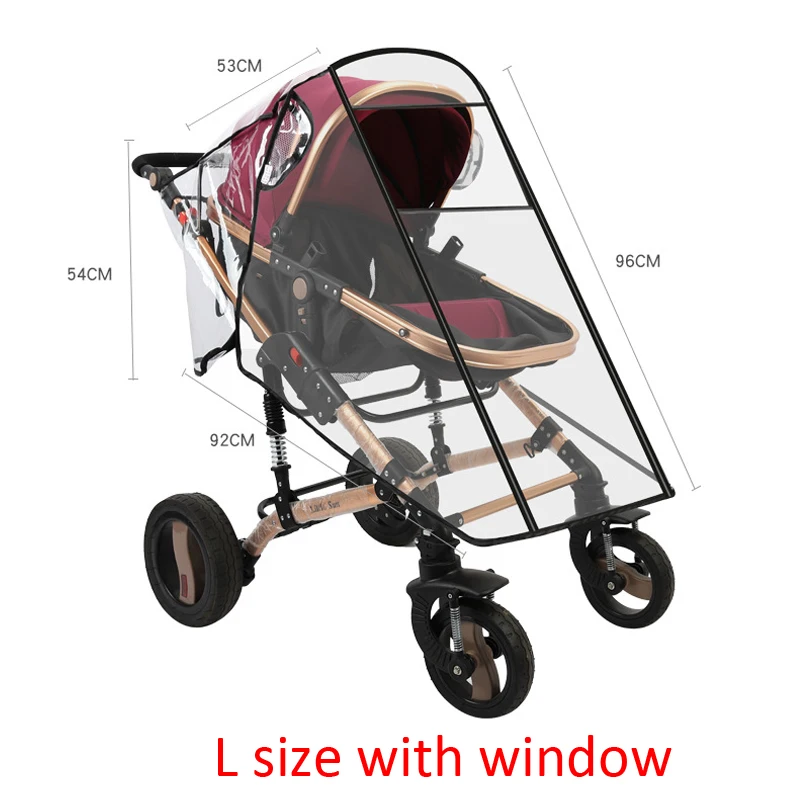 L size with window Дождевик для детской коляски, водонепроницаемые аксессуары для коляски, универсальный дождевик на молнии, ветрозащитный дождевик для коляски - Цвет: L size with window