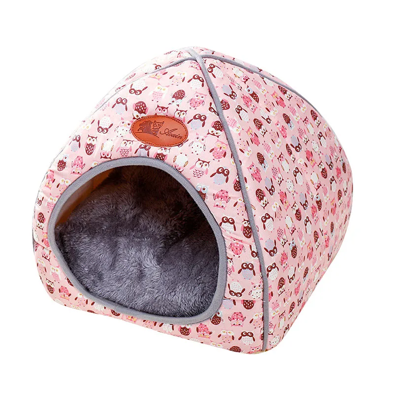 Foldable Pet Cat Bed Mat Soft Cone Shape Dog Kennel Winter Pet Cave Cat House Warm Sleeping Cats Nest Washable Dog Beds Pet Bed - Цвет: Style2-4