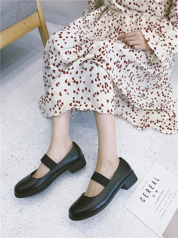 

Women's shoes pumps 2019 spring and autumn new Mary Jane elastic belt with thick retro shoes