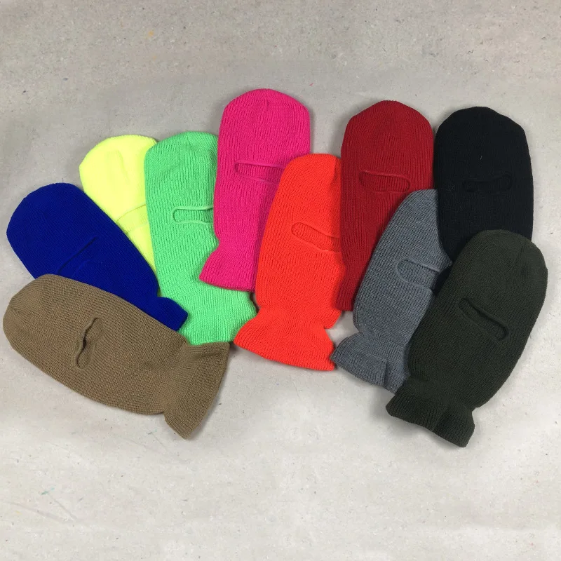 2021 New Unisex Ski Mask Winter Warm 1-Hole Knit Hat Full Face Cover Balaclava Cap Funny Party Beanies Riding Hats winter beanie