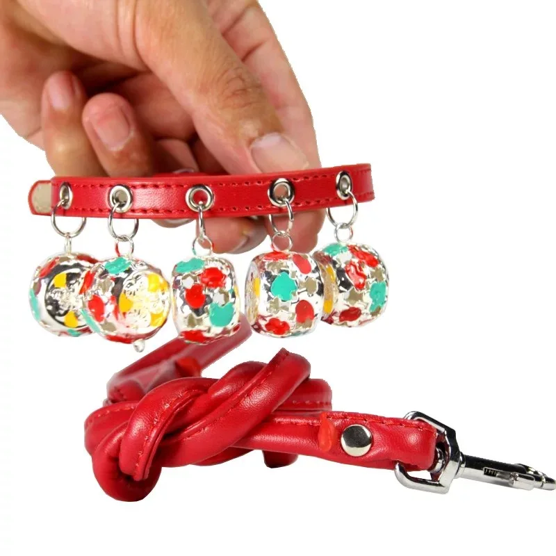Pet Dog Collar Suit With Aeolian Bells Design Adjustable Dog Collar Control Handle Training Pet Pupppy Collar Pet Supply Product