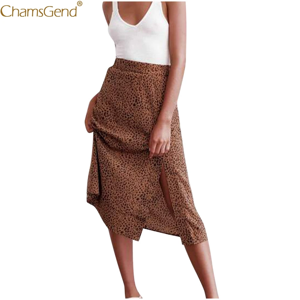 

Leopard Print Split Skirt Vintage Leopard Print High Waisted Midi Skirt Summer Sexy Skirts Womens Midi Pleated Skirt Brown Jul