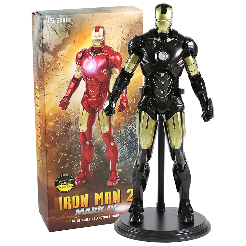 1:6 scale  30cm Figure Iron Man 2 Mark IV MK 4 Black Gold Avengers Free Shipping 