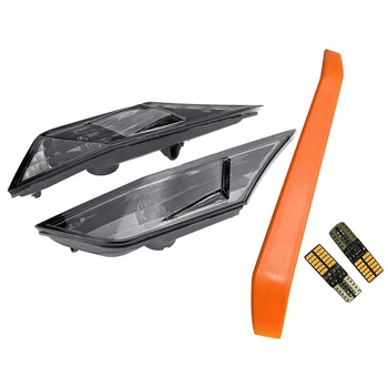 

DHBH-Smoked Side Marker Signal Lights Marker Lamp Lens Front Side Marker Lights for Honda Civic with 2Pcs LED Light Bulbs