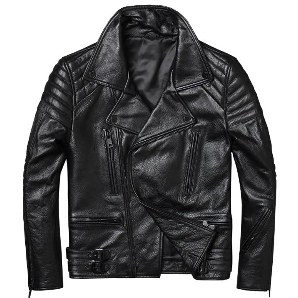 

High Quality Mens Cow Leather Jackets and Coat European and US Style Motorcycle Male Jackets Cow Leather Coat Overcoat 5XL A893