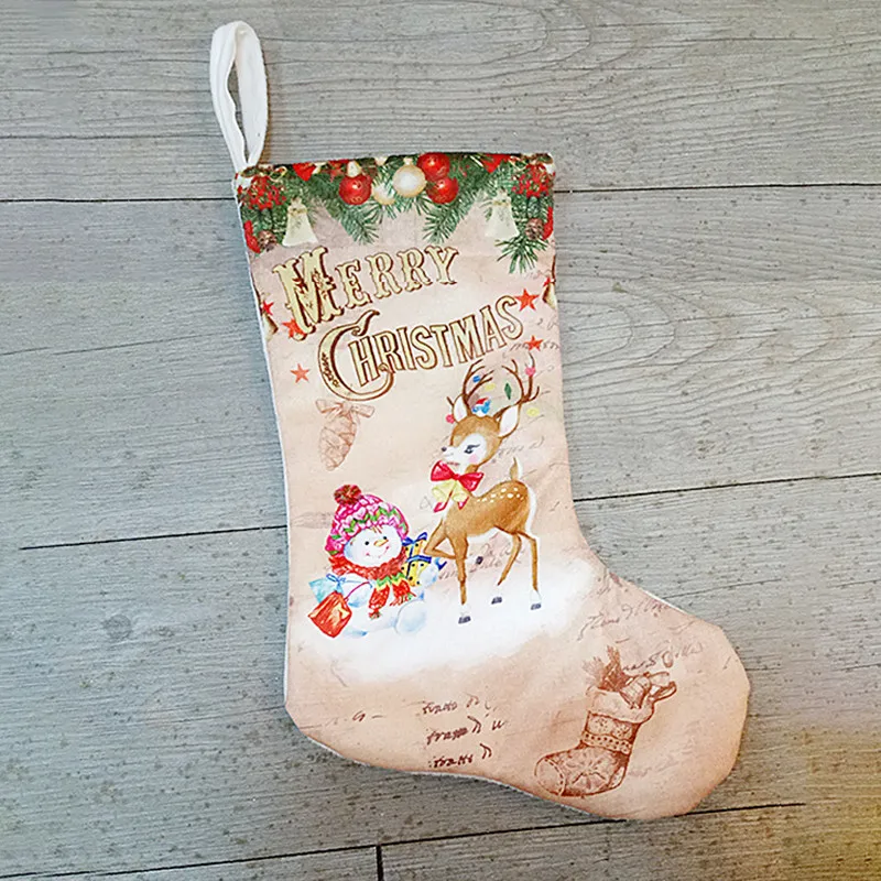 New Year Christmas Stocking Candy Dragee Small Boots Pendant Cloth Bags Christmas Decorations for Home Santa Sacks Presents - Цвет: elk stocking