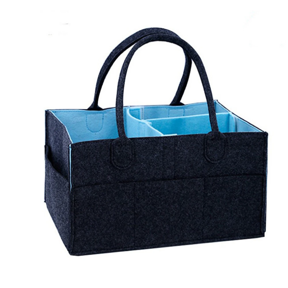 sky blue 38-25-18cm CYSINCOS сумка для хранения из войлочной ткани, складная детская сумка для пеленок большого размера, пеленальный столик, органайзер, корзина для хранения игрушек, автомобильный Органайзер - Цвет: sky blue 38-25-18cm