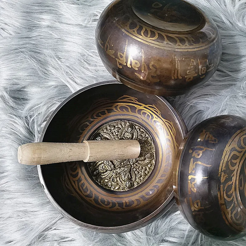 Nepal handmade Buddha Tibet bowl chanting Sound bowl ritual music therapy copper chime copper Brass Yoga Tibetan Singing Bowl 5