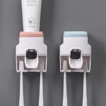 

1Pcs Wall Mount Toothpaste Dispenser Bathroom Accessories Nordic Style ABS Detachable Toothbrush Holder 4Colors Automatic