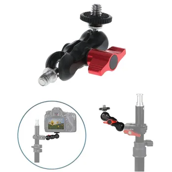 

Portable Double Ball Head Shoe Mount Adapter Magic Arm With 1/4" Screw For DSLR Camera GPS Phone LCD Monitor DV Video Light
