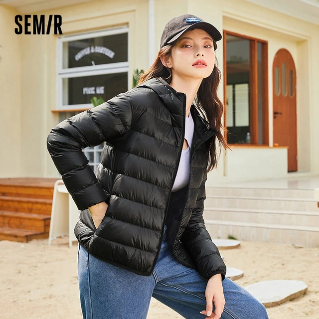 Пуховик SEMIR Женский легкий и тонкий, ветрозащитный, с капюшоном, новая черная технология, модная однотонная куртка, зима 2021 1