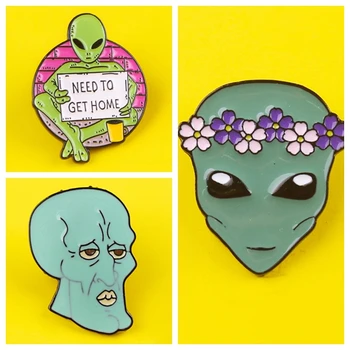 

Alien Zinc Alloy Pin Cartoon Badge Pins Cute Lapel pins Brooches Animal Jewelry Jacket Gift For Friends