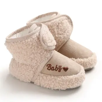 

2019 Baby Toddler Shoes Babies Winter Warm Booties Faux Fleece Anti-Slip Toddler Newborn Baby Shoe Letter Crib Shoes Snow Boots