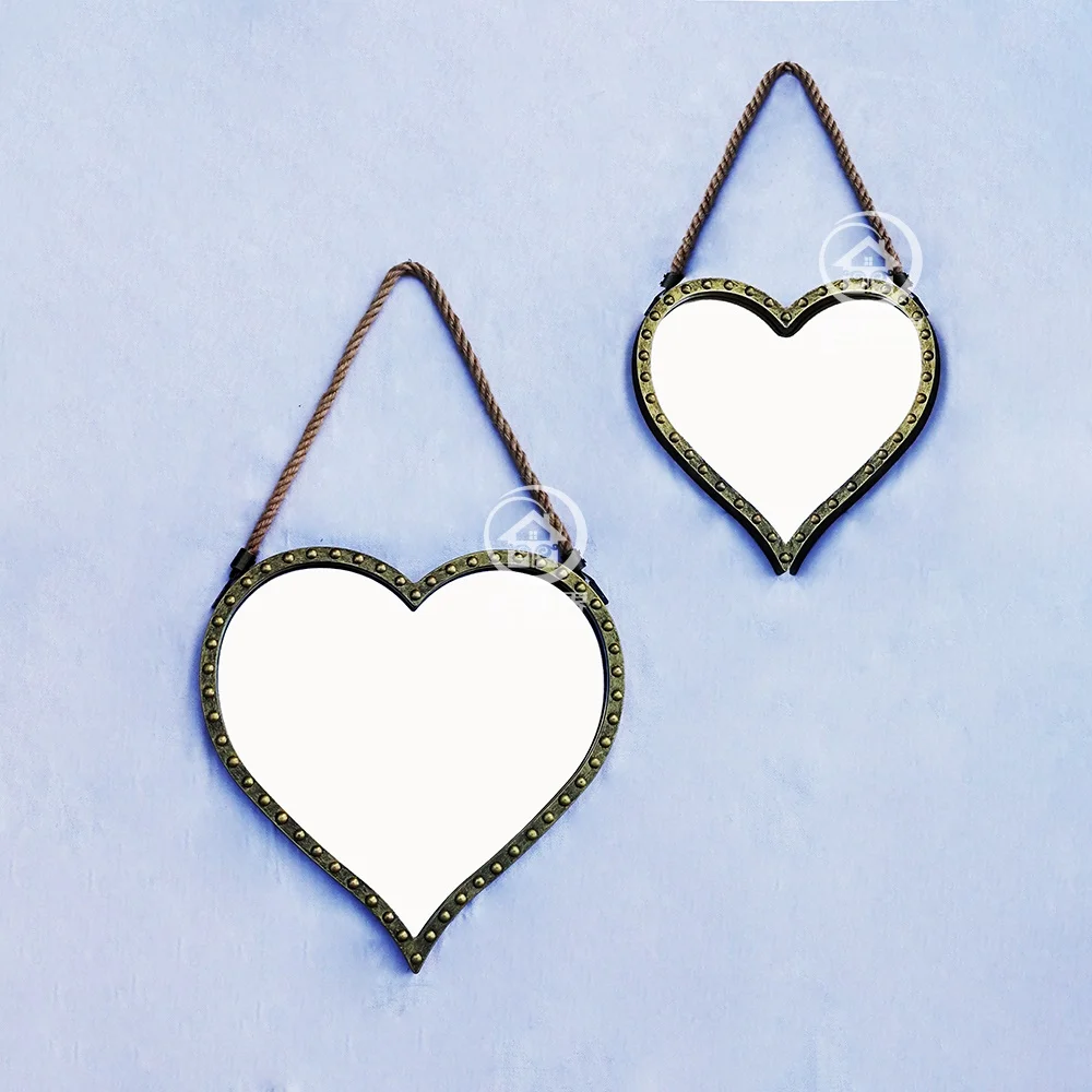 Antiqued Decorative Heart Mirror Set Hanging Wall MirrorDecorative