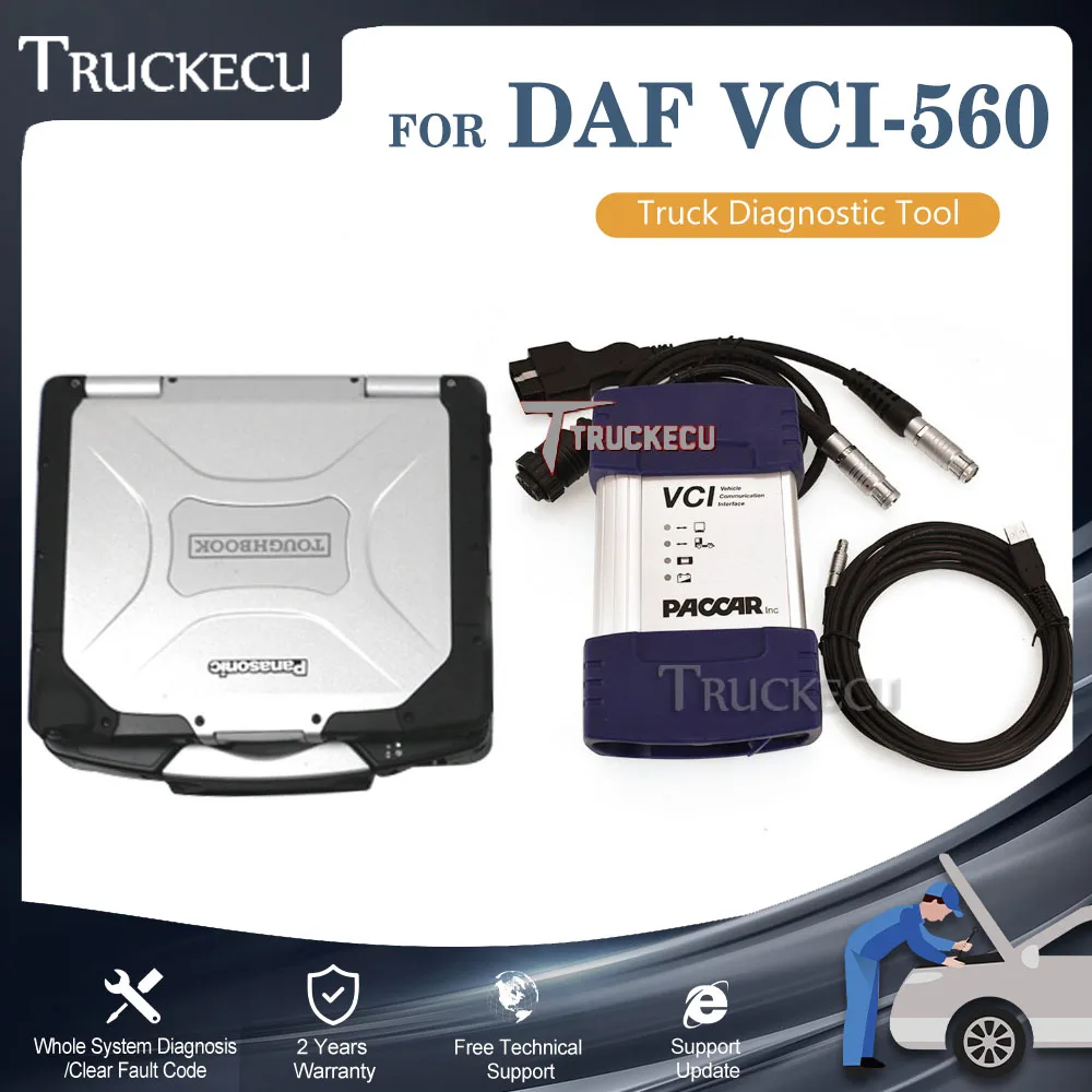 for DAF paccar for DAF Davie VCI560 MUX+Thoughbook cf19 laptop
